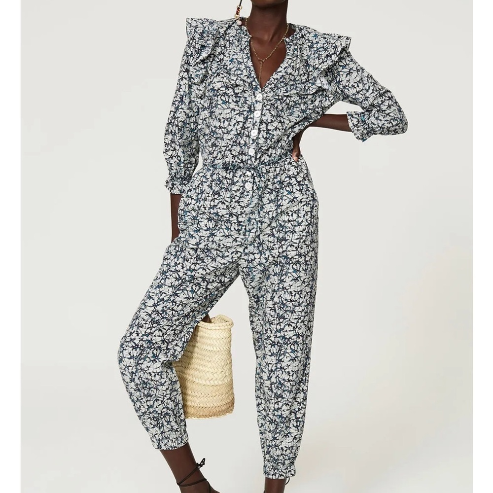 Veronica Beard Floral Ruffle Jumpsuit